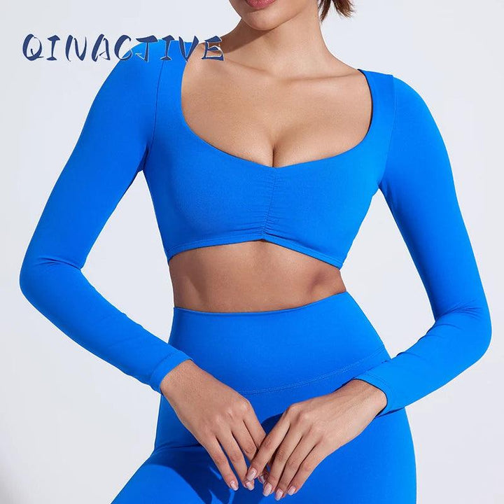 QINACTIVE Women Yoga Shirts Crop Top Long Sleeves Shirts for Women Yoga Sports Fitness Gym Clothes Workout Tops-THAT FASHION STORE