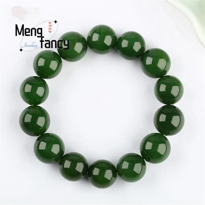 Natural Hetian Jade Jasper Elastic Bracelet Charms Luxury Fine Jewelry Couple Personalized Beaded Bangle Men Women Holiday Gifts-THAT FASHION STORE