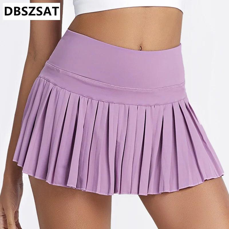 Cloud Hide Safe Tennis Skirts XS-XXL Gym Golf Running Pleated Pantskirt SEXY Women Sports Fitness Shorts Pocket High Waist Skort-THAT FASHION STORE