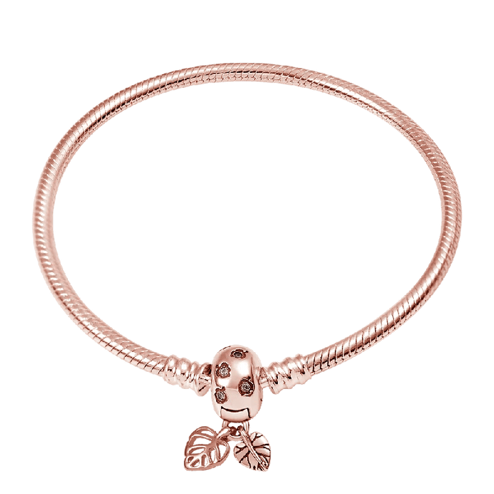 925 Sterling Silver Original Genuine Certified Rose Gold Luxury Charm Beads Bracelet Snake Chain For Women Jewelry Flat Bracelet-THAT FASHION STORE