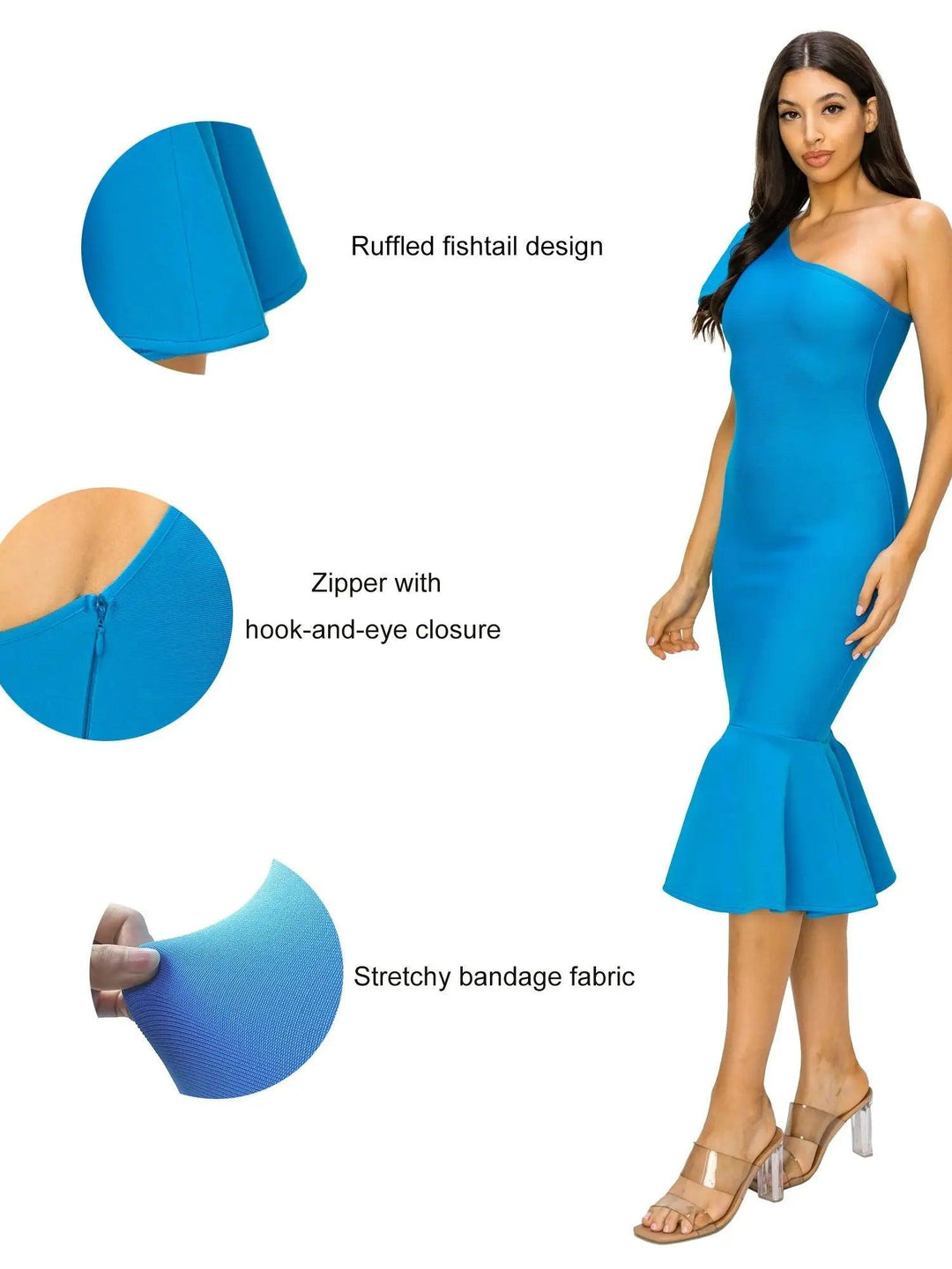 Midi Summer Bandage Dress Women 2024 Bodycon One Shoulder Sexy Luxury Party Dresses Woman Clothes Vestidos Mujer Robe Ete Femme-THAT FASHION STORE