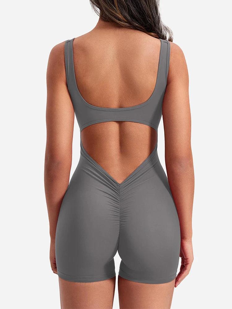 Women's Solid Colour Jumpsuit Tummy, Open Back, Full Body, Exercise Yoga Wear Slim Hip lift One-Piece Trousers-THAT FASHION STORE