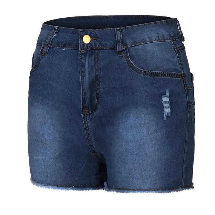 Women Denim Shorts Summer Lady Clothing High Waist Denim Shorts Fringe Frayed Ripped Jeans Hot Shorts With Pockets kot Pantolon-THAT FASHION STORE