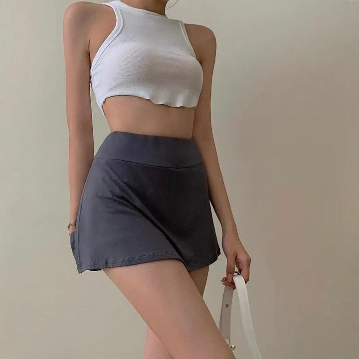 Tennis Skirt Women High Waist Sexy Girl Tight Bag Hip Short Skirt Summer Sports Culottes split A-line Mini skirt Y2K-THAT FASHION STORE