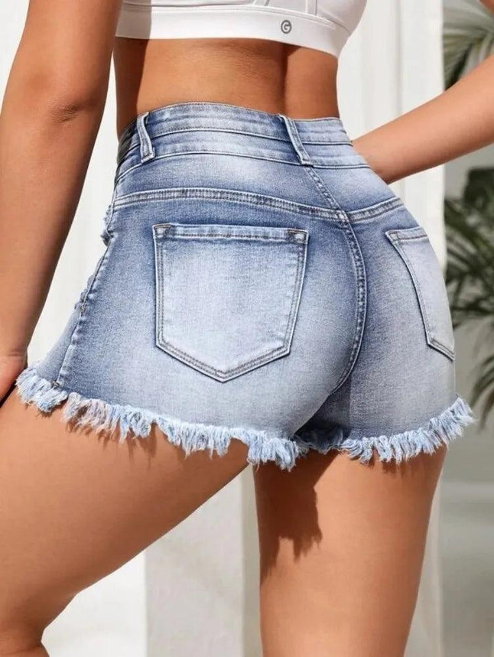 2023 Summer New Fashion Ripped Skinny Denim Shorts For Women Sexy Stretch Tassel Jeans Shorts Casual Female Clothing S-2XL-THAT FASHION STORE