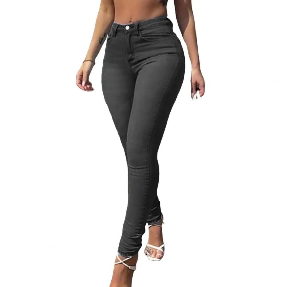 Skinny Pants Long Lasting Slim-fitting Full-Length Leggings Skinny Trousers Mid-Waist Eye-catching Denim Pants for Girl-THAT FASHION STORE