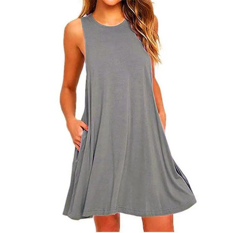 Women's Summer Casual Swing T-Shirt Dresses Beach Cover Up With Pockets Plus Size Loose T-shirt Dress-THAT FASHION STORE