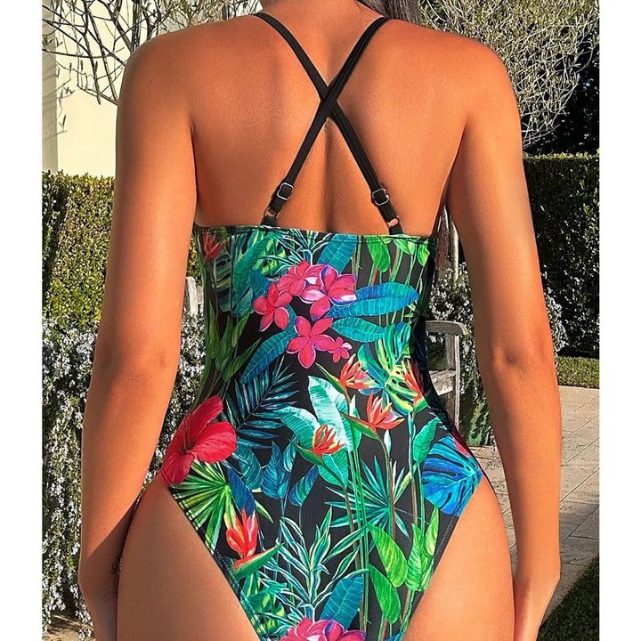 Tropical Print Floral One Piece Swimsuit 2024 New Push Up Swimwear Women Bathing Suit Beachwear Monokini Female Swimming Suits-THAT FASHION STORE