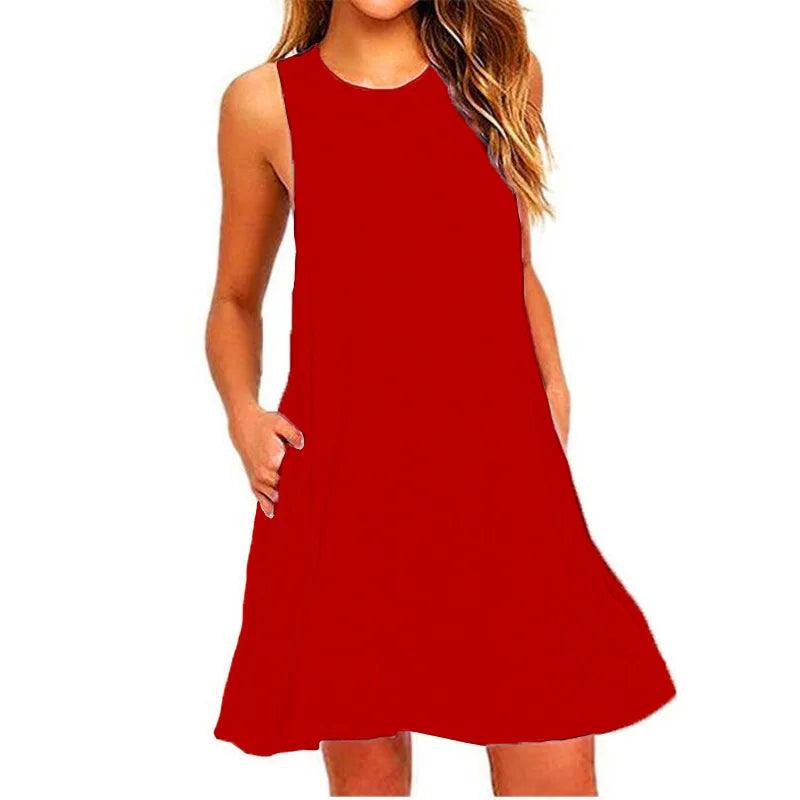 Women's Summer Casual Swing T-Shirt Dresses Beach Cover Up With Pockets Plus Size Loose T-shirt Dress-THAT FASHION STORE