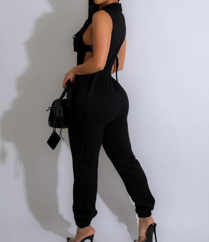 Jumpsuits for Women 2024 Summer Sexy Spicy Girl Side Button Zipper Sleeveless 4 Pocket Jumpsuit Streetwear Fashion Overalls-THAT FASHION STORE