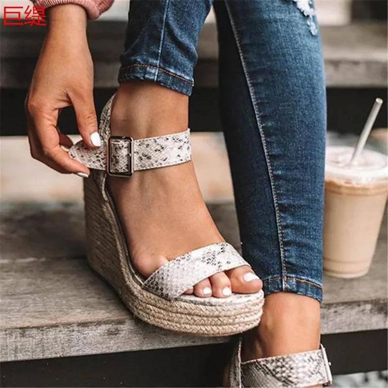 Summer Platform Sandals Women Peep Toe High Wedges Heel Ankle Buckles Sandalia Espadrilles Female Sandals Shoes-THAT FASHION STORE