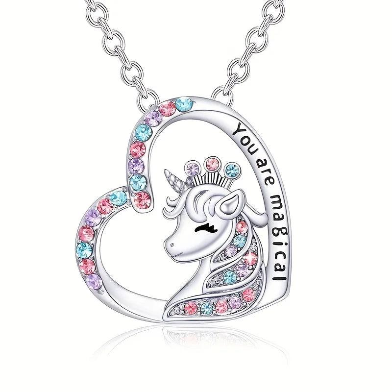 Gorgeous Unicorn Jewelry Set Cute Cartoon Style Unicorn Necklace Earrings Ring Bracelet Perfect Women’s Jewelry Christmas Gifts-THAT FASHION STORE