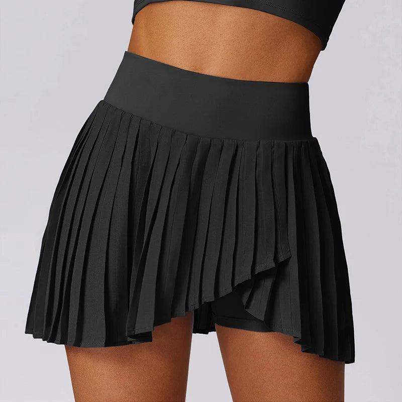 VITALINOVO Women's High Waisted Pleated Tennis Skirts with Pockets Tummy Control Casual Liner Skorts A Line Workout Golf Skirts-THAT FASHION STORE