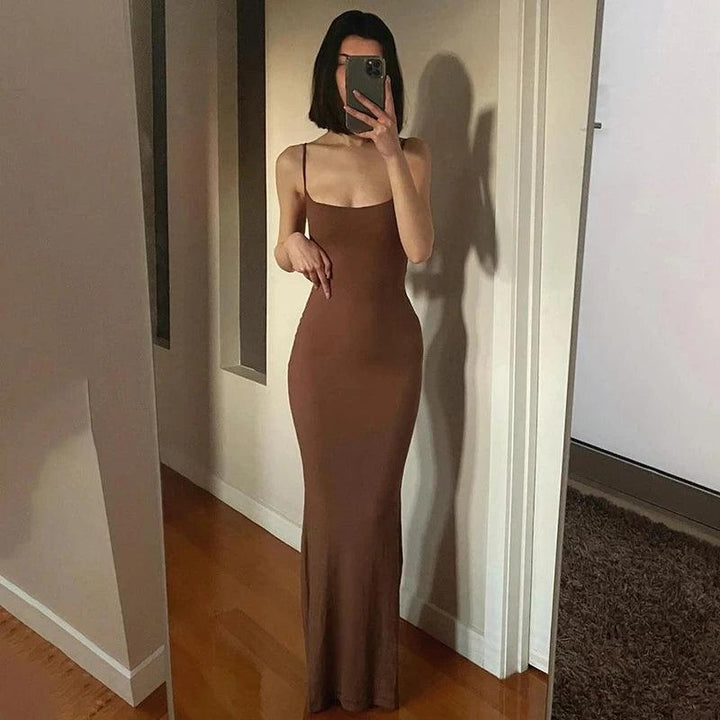 Satin Slip Sleeveless Backless Maxi Dress Women 2023 Y2K Summer Bodycon Elegant Sexy Outfits Ladies Birthday Party Club Sundress-THAT FASHION STORE