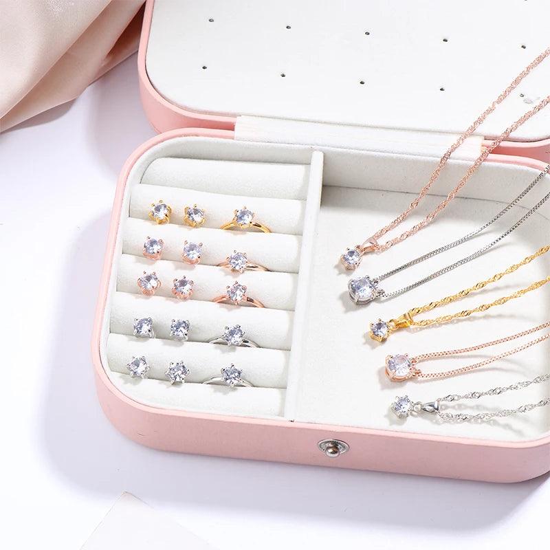 Luxury Women Ring Necklace Earrings Rhinestone Bracelet Female Casual Ladies Jewelry Set-THAT FASHION STORE