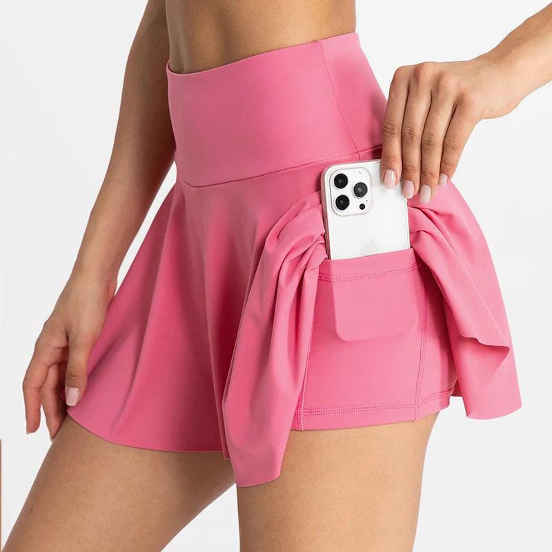 VITALINOVO Pleated Tennis Skirts for Women with Pockets High Waisted Athletic Skirts with Shorts 2 in 1 Gym Workout Golf Skorts-THAT FASHION STORE