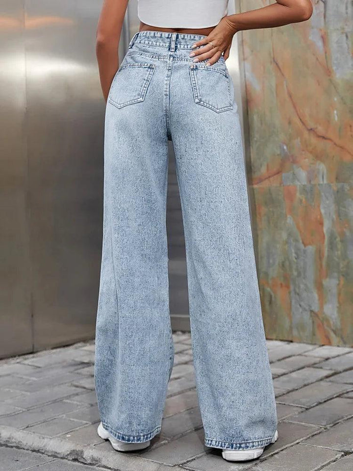 2023 Fall High Waist Straight Women's Ripped Jeans Women New Blue Denim Trousers Fashion Streetwear Wide Leg Baggy Pants Casual-THAT FASHION STORE