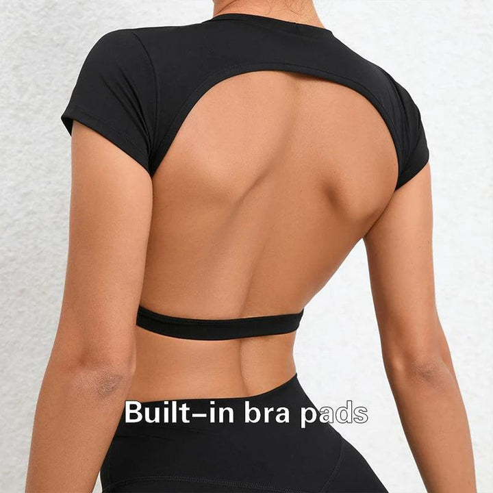 Hearuisavy Sports Shirts Breathable Workout Tops Fitness Sportswear Female Backless Yoga Clothing Sport Crop Tops Women Gym Top-THAT FASHION STORE