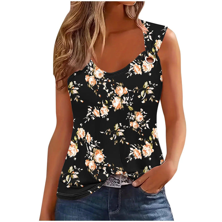 Fashion Floral Print Sexy T Shirt For Women 2024 Summer Casual Tshirt Women Tops Sleeveless Tank Top Femme Sexy T-shirt-THAT FASHION STORE