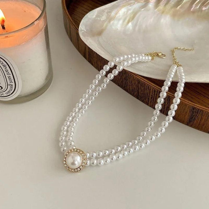 Elegant Big White Imitation Pearl Necklace Earring Ring Jewelry Set Crystal Jewelry Fashion Wedding Bridal Accessory Set Gifts-THAT FASHION STORE