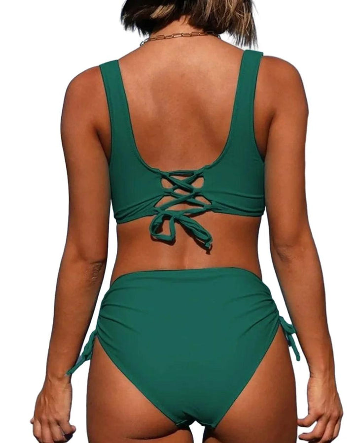 Women's Swimwear 2 Pieces High Waist Padded Bikini Push Up Bikini Sets Two Piece Backless Swimsuit-THAT FASHION STORE