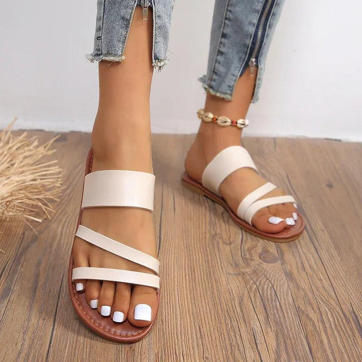 2024 Summer Flat Heel Sandals for Women Casual Plus Size Beach Slippers Woman Pu andal-THAT FASHION STORE