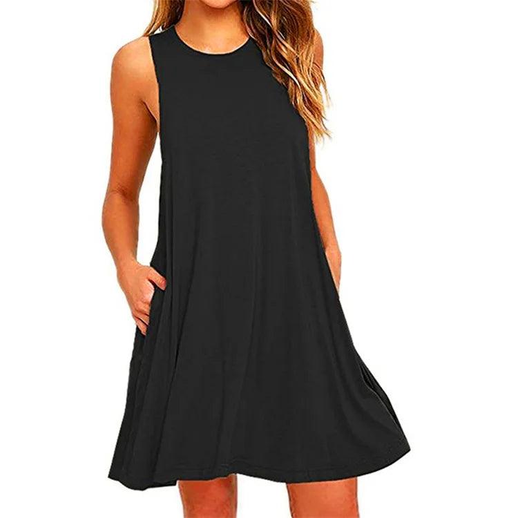 Women's Summer Casual Swing T-Shirt Dresses Beach Cover Up With Pockets Plus Size Loose T-shirt Dress-THAT FASHION STORE