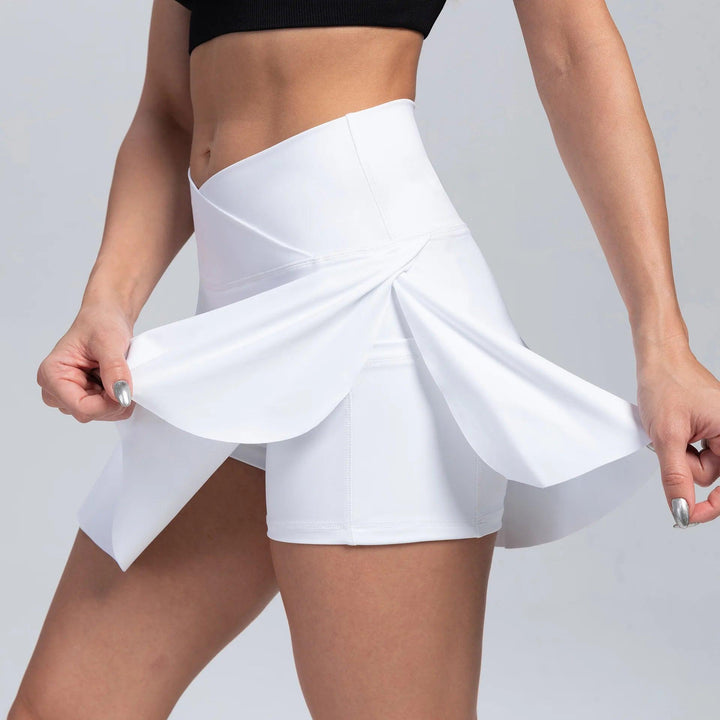 Women Pleated Tennis Skirt with Pockets Shorts Athletic Skirts Crossover High Waisted Athletic Golf Skorts Workout Sports Skirts-THAT FASHION STORE