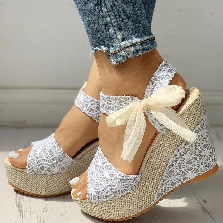 Lace Leisure Women Wedges Heeled Women Shoes 2022 Summer Sandals Party Platform High Heels Shoes Woman-THAT FASHION STORE