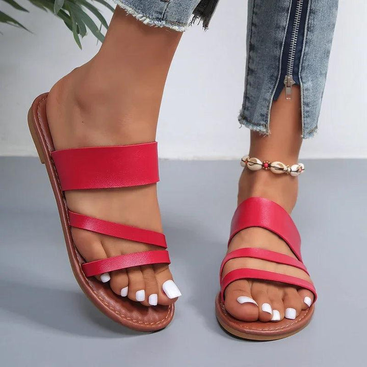 2024 Summer Flat Heel Sandals for Women Casual Plus Size Beach Slippers Woman Pu andal-THAT FASHION STORE