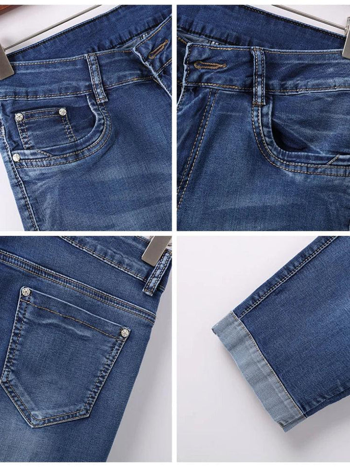 Summer Woman's Jeans Cropped Jeans Ladies Cropped Trousers Skinny Knee Length Jeans Women Elastic High Waist Mom Jeans Oversize-THAT FASHION STORE