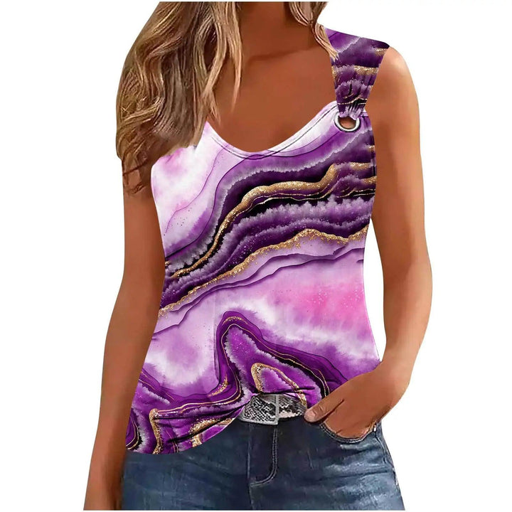 Sexy Tank Top For Women Marble Print Sleeveless T Shirt Woman Causal O-neck Tops Femme T-shirt Tshirts-THAT FASHION STORE