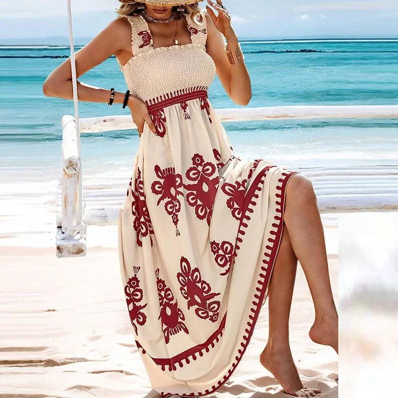 Summer Holiday Dress Women Casual Sleeveless A-Line Party Long Dress Boho Casual Sleeveless Party Dress 2024-THAT FASHION STORE