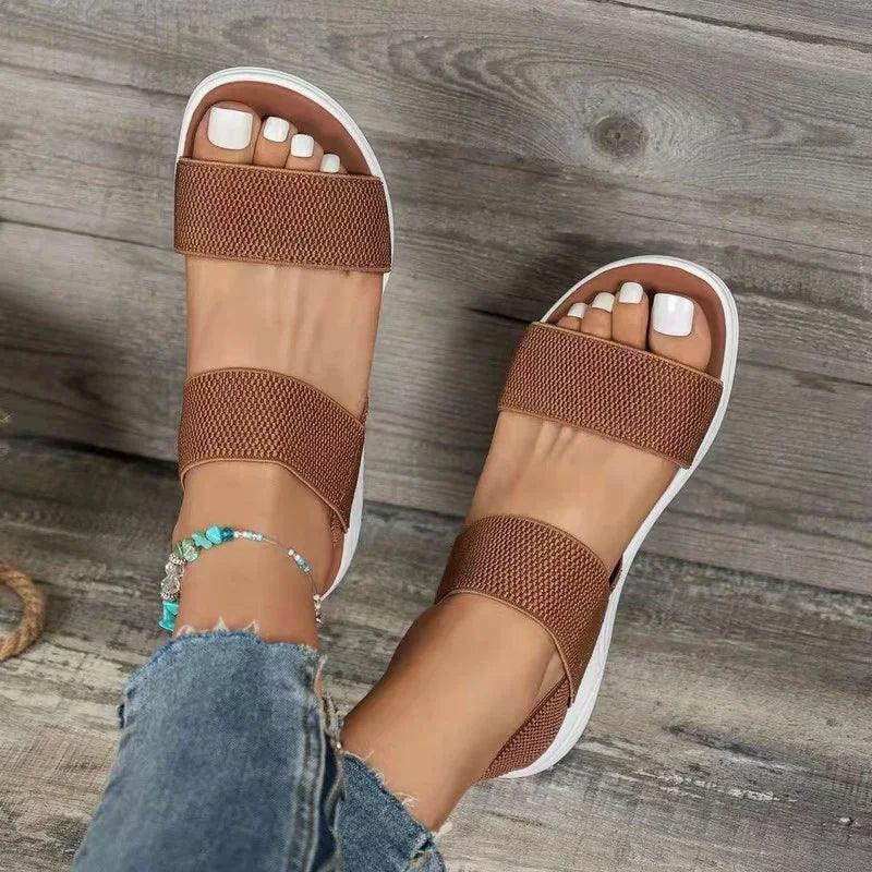 Women Summer Fashion Sandals 2023 Mesh Casual Fish Mouth Sports Sandals Large Size Flying Woven Flat Shoes Sandalias Mujer-THAT FASHION STORE