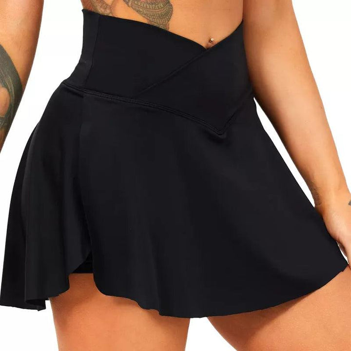 Women Pleated Tennis Skirt with Pockets Shorts Athletic Skirts Crossover High Waisted Athletic Golf Skorts Workout Sports Skirts-THAT FASHION STORE