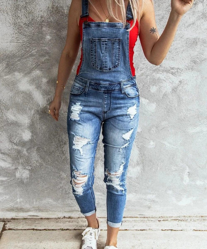 Denim Overalls Women 2023 Ripped Jeans Lady Jumpsuit Elastic Denim One Piece Pants Suspender Trousers Female Rompers Streetwear-THAT FASHION STORE