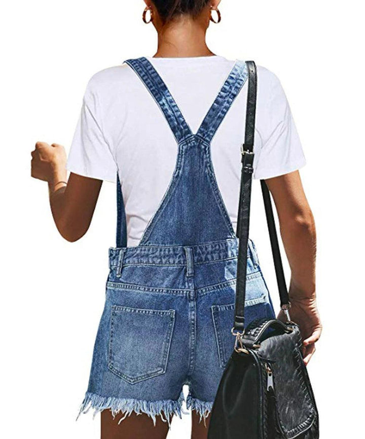 Sexy Ripped Hole Denim Overalls Women 2023 Summer Jumpsuit Female One Piece Jeans Playsuit Straps Shorts Rompers Streetwear-THAT FASHION STORE