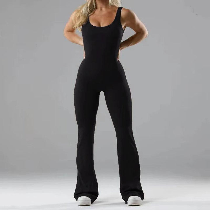 Hollow Out Beauty Back Women Wide-leg Peach Butt Running Fitness Yoga Bodysuit Sexy Backless Jumpsuits-THAT FASHION STORE