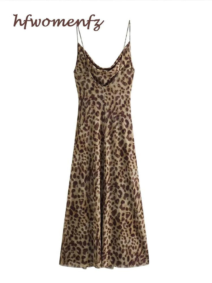 Sexy Leopard Print Maxi Dress Women Sleeveless Backless Hip Package Party Beach Night Dresses Female 2024 Summer Lace Up Robe-THAT FASHION STORE