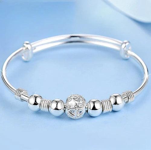 Fine 925 Sterling Silver Lucky Beads Ball Bracelet For Women Luxury Adjustable Bracelet Party Beautiful Jewelery Holiday Gifts-THAT FASHION STORE