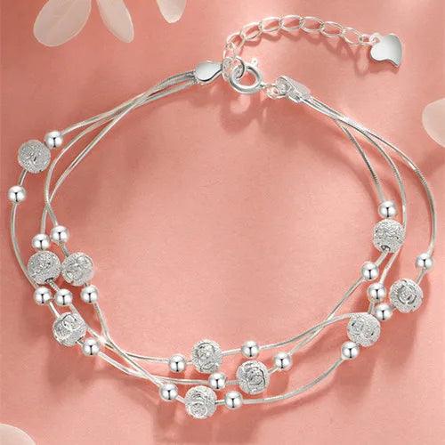 Fine 925 Sterling Silver Lucky Beads Ball Bracelet For Women Luxury Adjustable Bracelet Party Beautiful Jewelery Holiday Gifts-THAT FASHION STORE