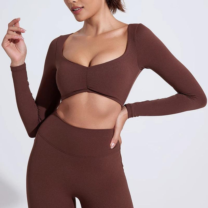 QINACTIVE Women Yoga Shirts Crop Top Long Sleeves Shirts for Women Yoga Sports Fitness Gym Clothes Workout Tops-THAT FASHION STORE