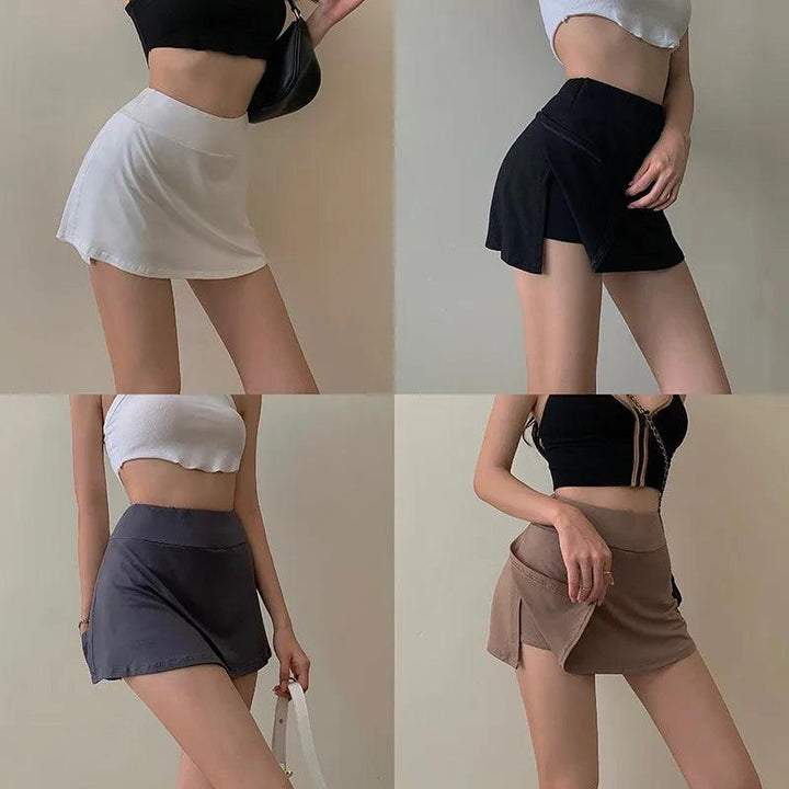 Tennis Skirt Women High Waist Sexy Girl Tight Bag Hip Short Skirt Summer Sports Culottes split A-line Mini skirt Y2K-THAT FASHION STORE