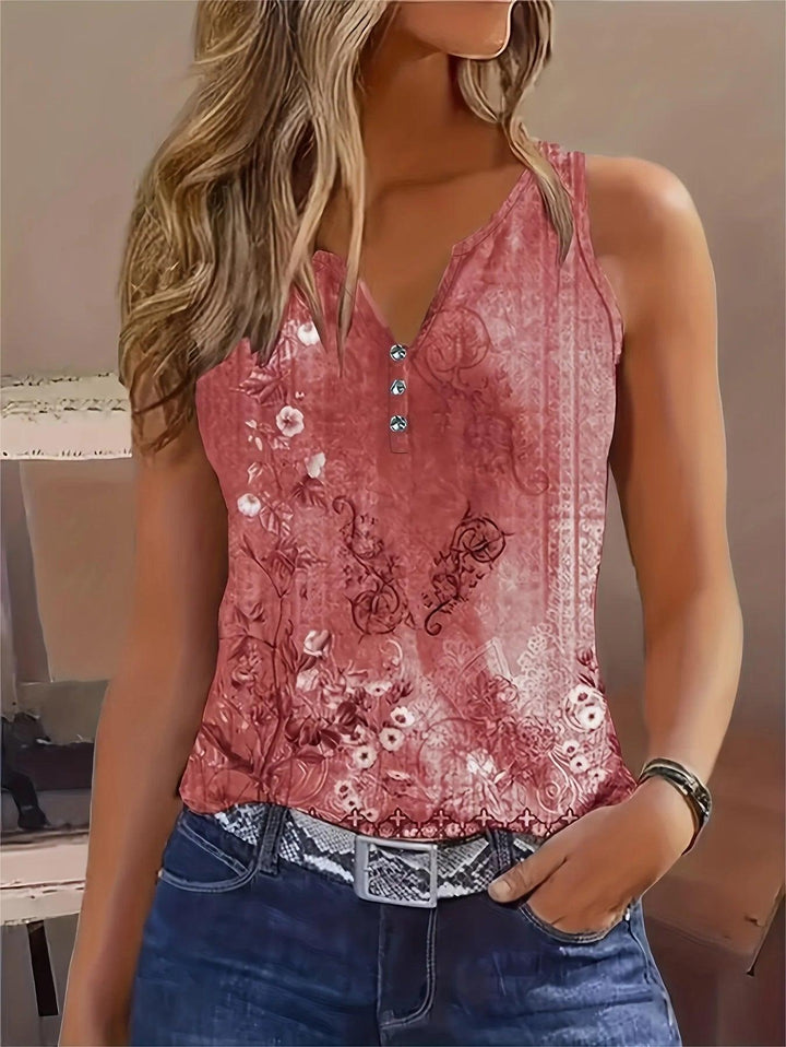 Floral Print Sleeveless Casual Tank Top-THAT FASHION STORE