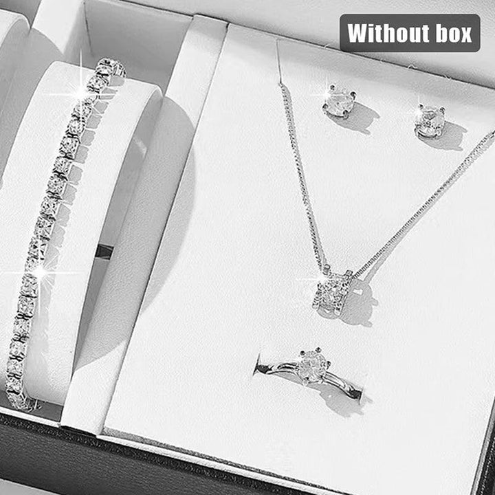 Luxury Women Ring Necklace Earrings Rhinestone Bracelet Female Casual Ladies Jewelry Set-THAT FASHION STORE