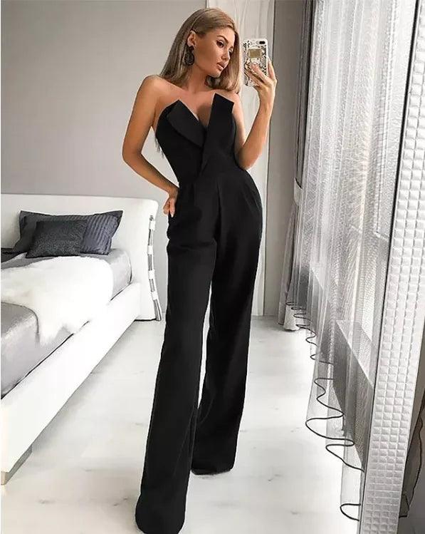 Jumpsuits for Women Jumpsuits Sexy Strapless Slim Office Lady Elegant Chic Sleeveless Black White Red Casual Romper Bodysuit-THAT FASHION STORE