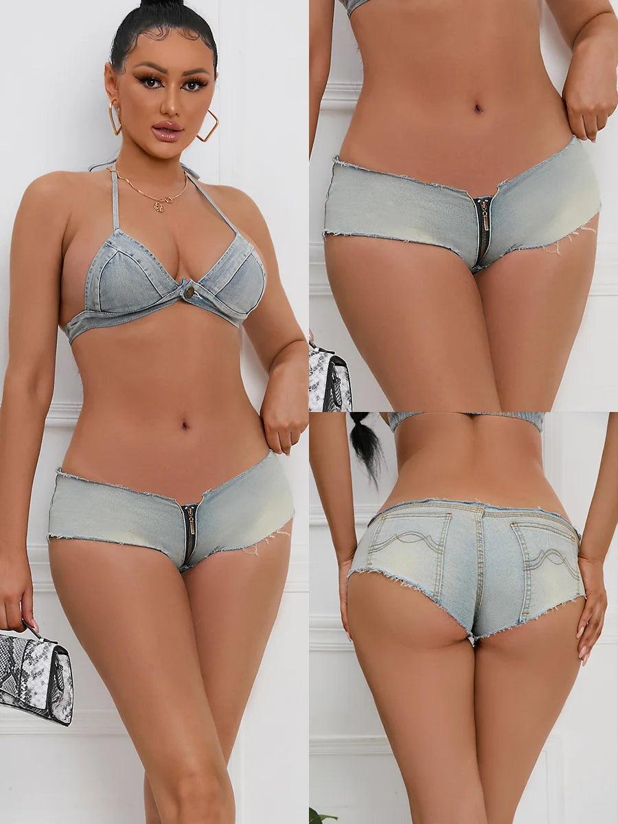 4007# New Sexy Low Waist Perforated Bar Nightclub High Elastic Summer Fashion Denim Shorts Women's Jeans-THAT FASHION STORE