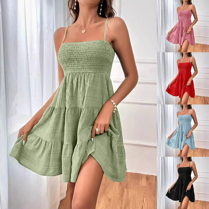 Party Dresses Short Dress Solid Ruffle Hem Short Dress Sleeveless Summer Mini Sexy Dress Dresses For Women 2024 Plus Size-THAT FASHION STORE