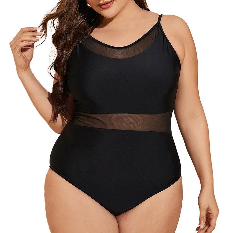 2022 Black Push Up Swimsuit One Piece Large Size Swimwear Women One-piece Suits Beachwear Summer Mesh Bathing Suit Female 4XL-THAT FASHION STORE