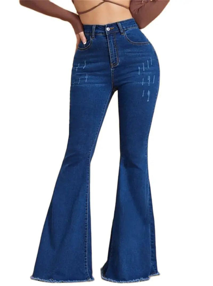 2023 Winter New Women's High Stretch Flared Jeans Fashion Slim Fit Butt Lifting Ripped Denim Pants Casual Ladies Trousers S-2XL-THAT FASHION STORE